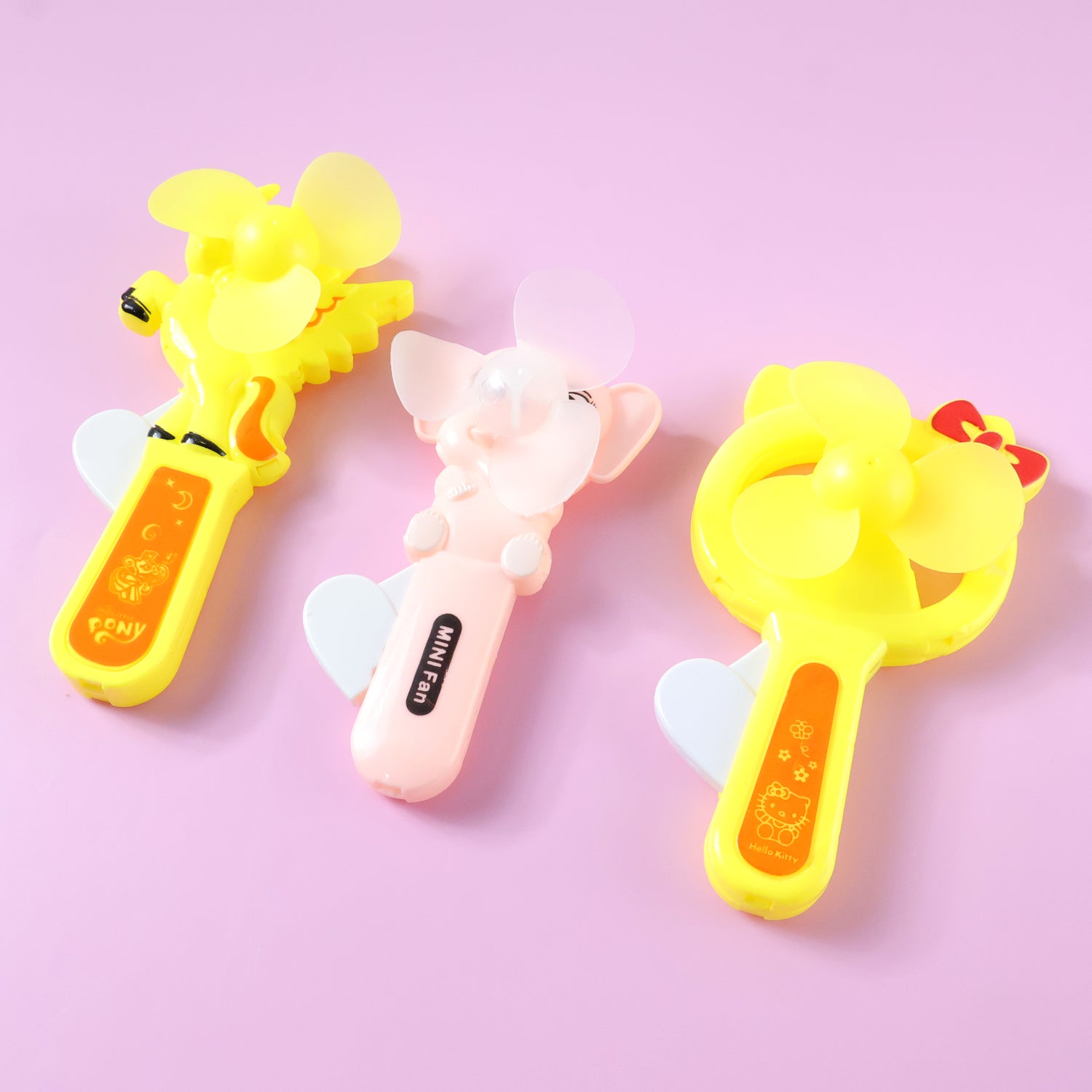 Hand Press Mini Portable Cartoon Fan Toy (1 Pc Mix Color  Design)