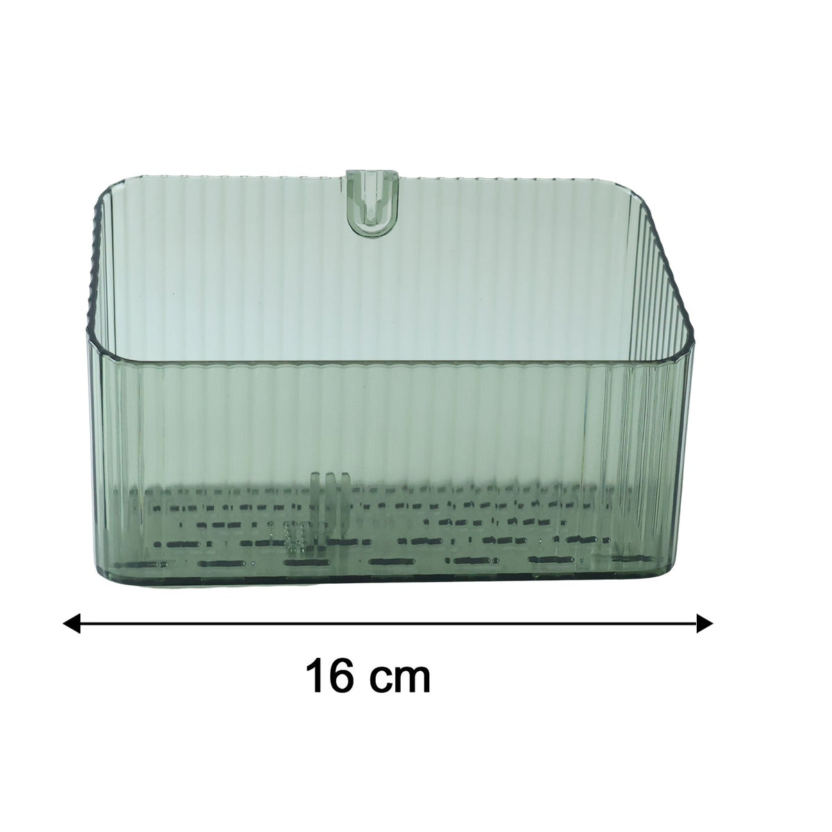 Transparent wall-mounted storage box by Wukusy for bathroom or kitchen, ideal for organizing toiletries or kitchen supplies.