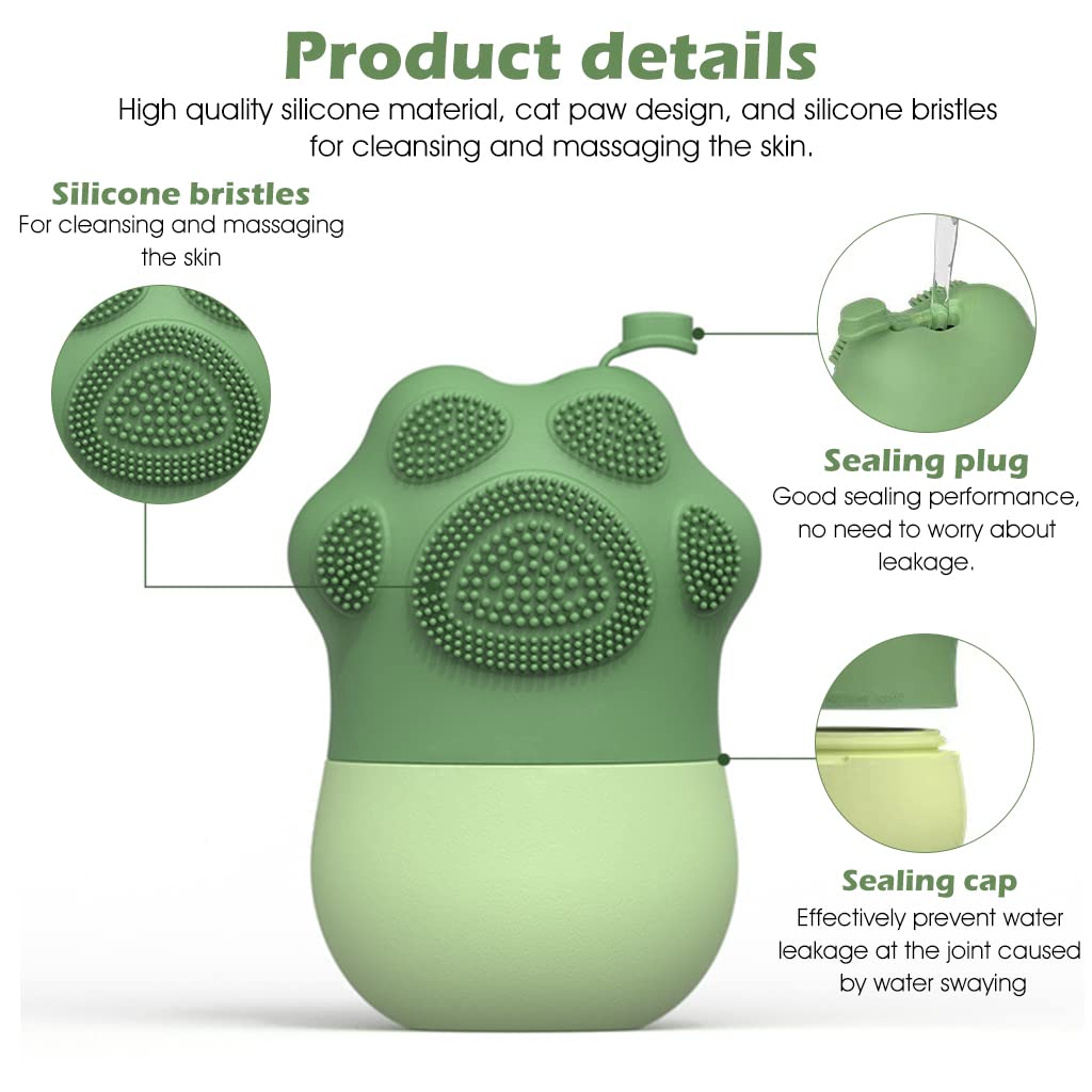 Wukusy Ice Face Roller with silicone surface, cleansing brush, and ergonomic handle for facial massage, reducing puffiness and shrinking pores