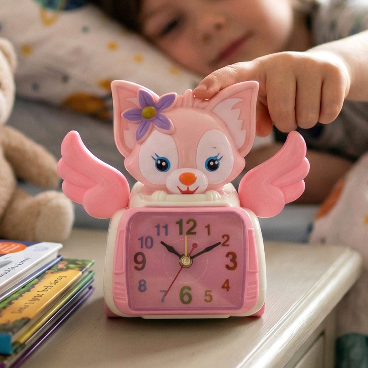 Adorable Angel Cat Car Design Kids Alarm Clock (1 Pc)