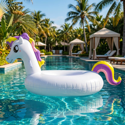 Kids Inflatable Unicorn Swim Ring Pool Float With Safety Handles  1 Pc