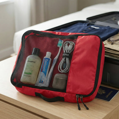 Wukusy 4-in-1 travel organizer packing cubes set with four fabric storage bags for efficient packing and organization.