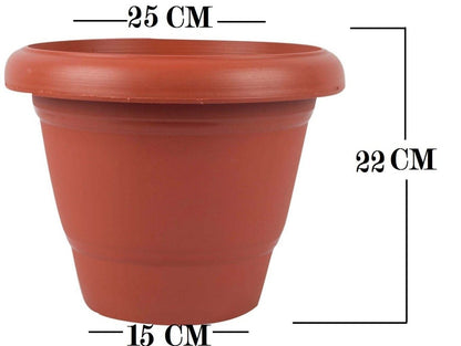 Wukusy Garden Heavy Plastic Planter Pot in brown, large size for outdoor gardening, shown in a natural setting.