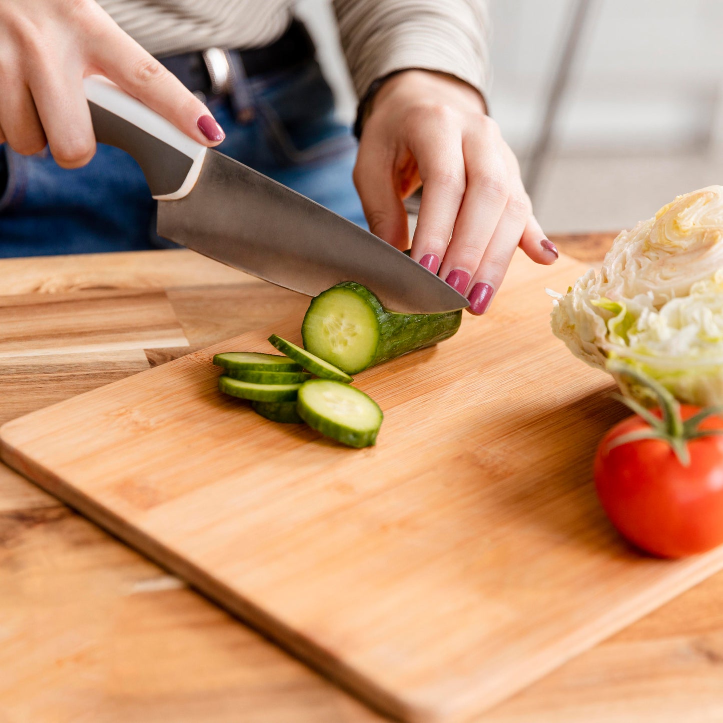 Wukusy wooden chopping board, large kitchen cutting board for vegetables, fruits, and household food prep, sturdy and multi-purpose.