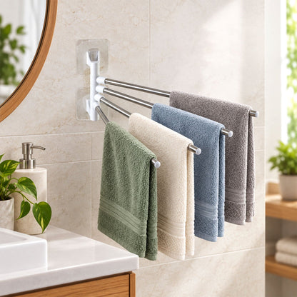 Four Bar Swivel Wall Mounted Towel Rack For Bathroom And Kitchen (1 Pc)