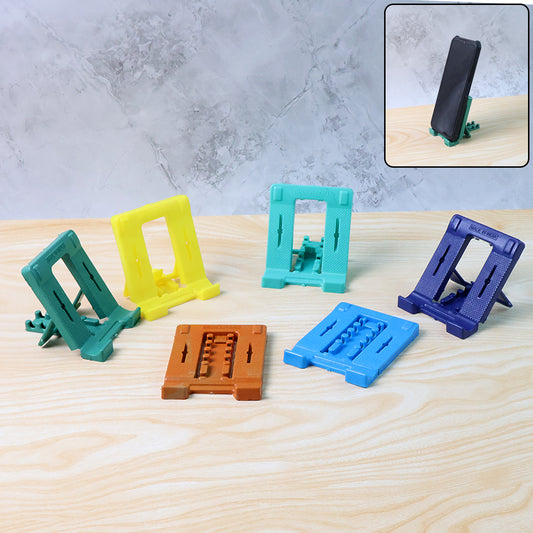 Wukusy 610 adjustable 4-step foldable mobile stand holder for smartphones, shown in open position on a flat surface.