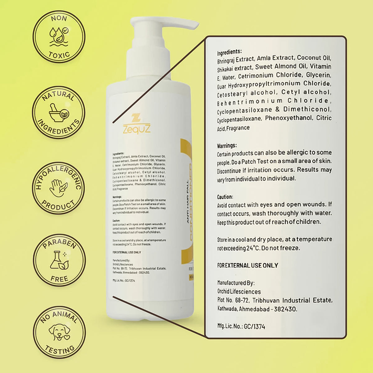 Wukusy Zequz Anti Hair Fall Conditioner bottle, 250ml, health and beauty product for strengthening and nourishing hair.