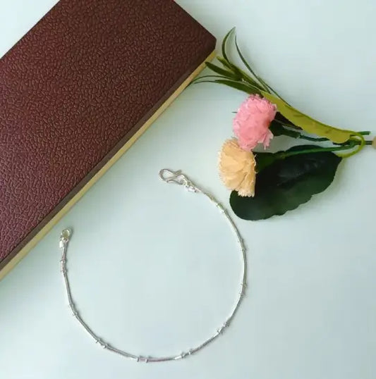 Silver-Plated Anklets & Necklace Chain Combo | Free Size Alloy Payal | Non-Adjustable Fashion Jewellery Set (Pack of 2)