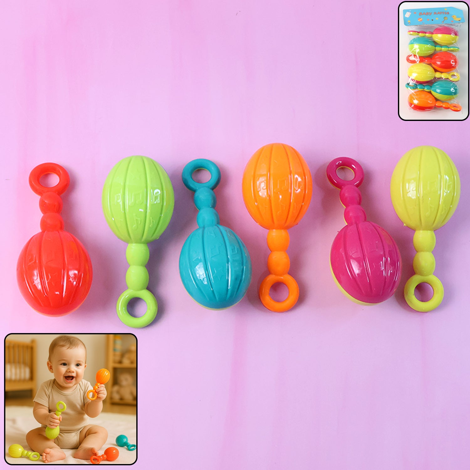 Baby Hand Rattle Toy - (6 Pc  Set)
