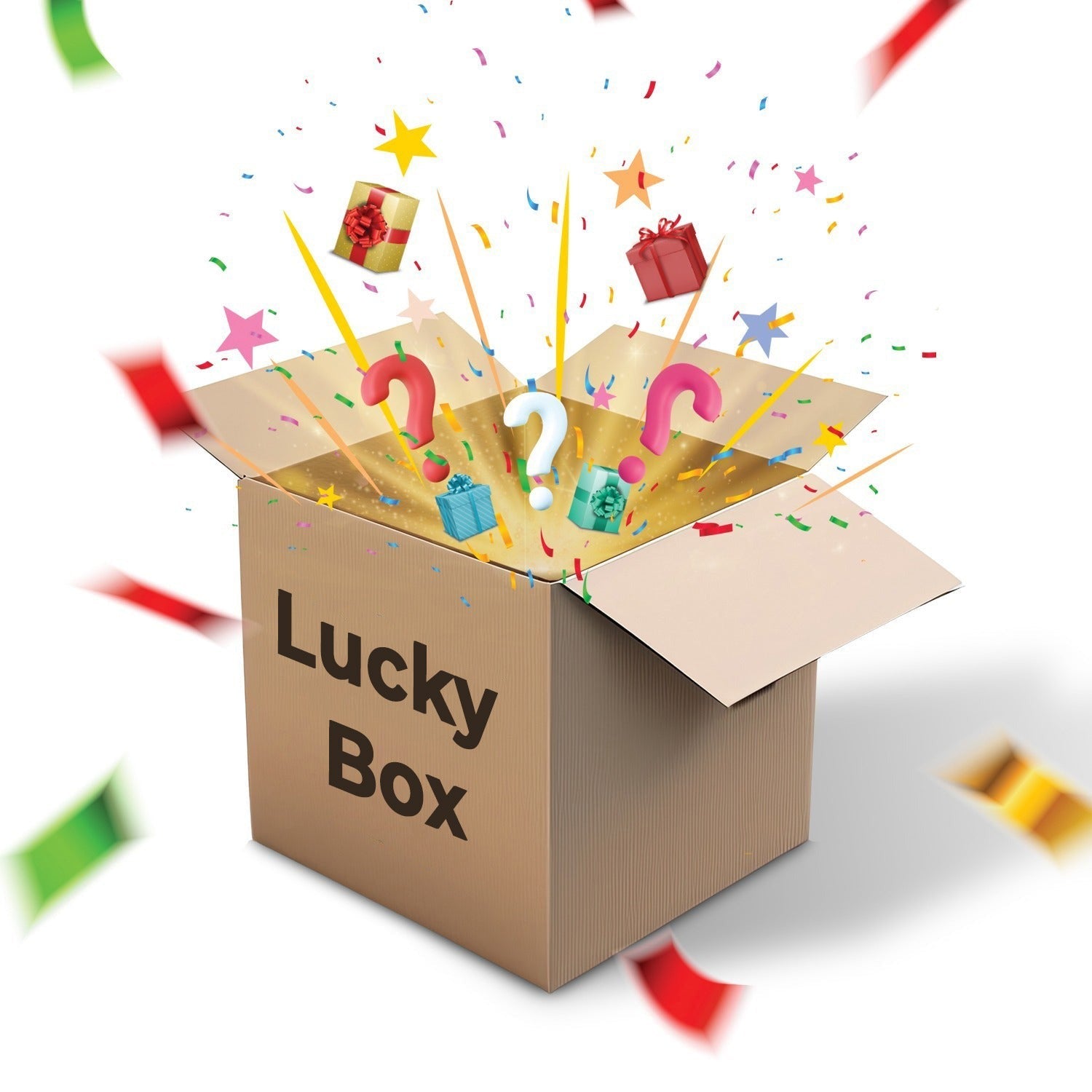 Wukusy Deodap Lucky Box Premium, value Rs. 2500, featuring assorted health and wellness products in a colorful box.