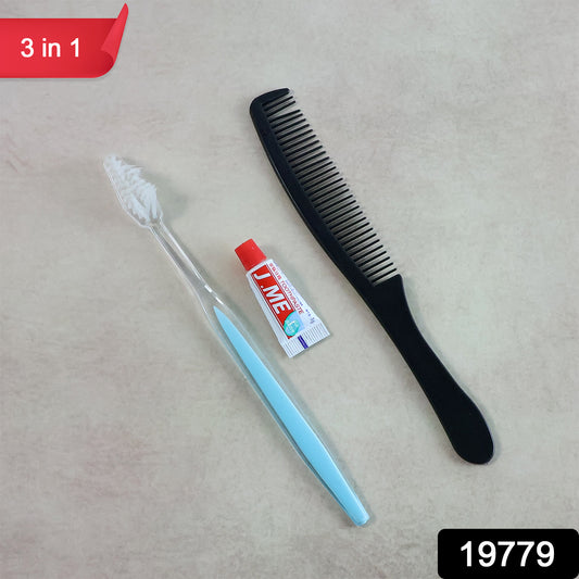 Wukusy 3-in-1 travel personal hygiene kit with travel-sized bottles, toothbrush, and grooming tools for health and beauty on the go.