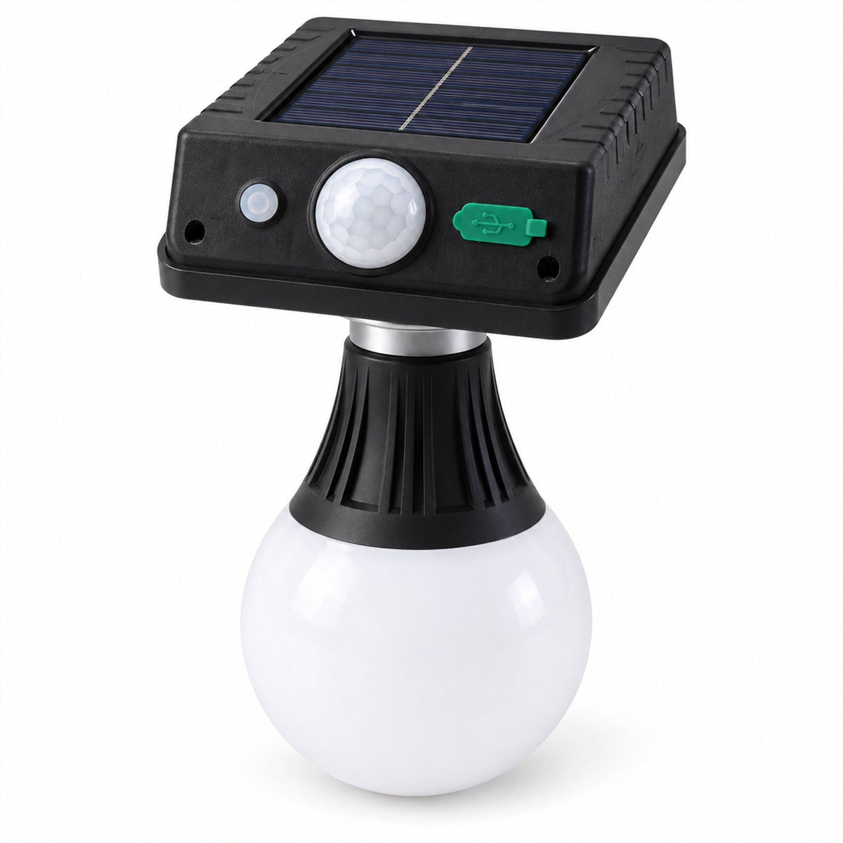 Wukusy solar motion sensor wall light with frosted bulb illuminating porch or garden, 200W outdoor security lighting at night