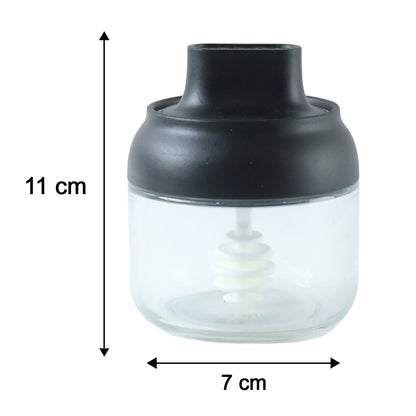 Round Glass Jar Oil And Honey Dispenser With Dipper 280 Ml For Home Kitchen (1 Pc)
