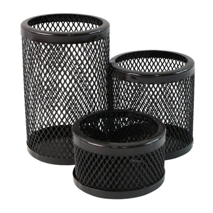 Khyati Trio Metal Mesh Pen Stand  3-in-1 Round Desk Organizer Set