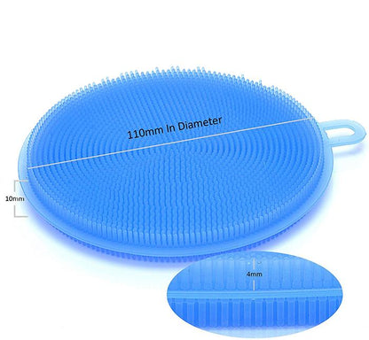 Wukusy silicone dish scrubber sponge with mildew-free, heat-resistant, non-stick surface for effective kitchen cleaning.
