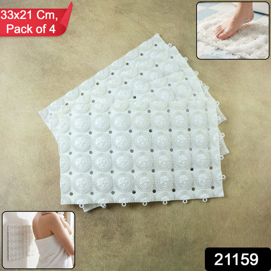 Anti-slip Bathroom Massage Mat With Suction Cups (33  21 Cm  4 Pc)