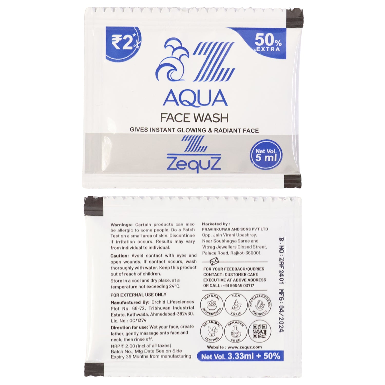 Zequz Aqua Face Wash Sachet (5 Ml  1 Pc)