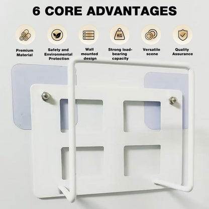 Wukusy wall mount WiFi router bracket holder stand shelf for set-top box, shown mounted on wall with router in place