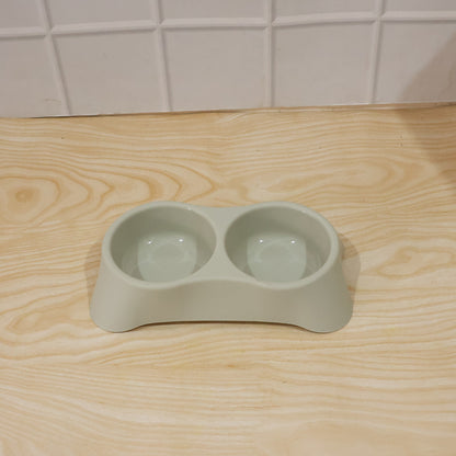 Dual Pet Food And Water Feeding Tray Double Bowl Feeder For Dogs Cats (1 Pc)