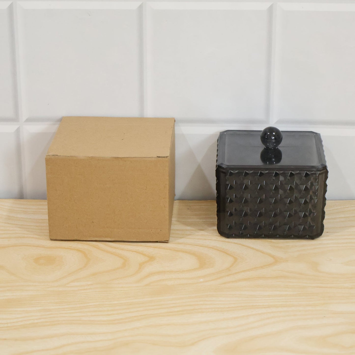 Plastic Cotton Swab Storage Box With Lid For Bathroom Vanity And Desk Use (1 Pc)