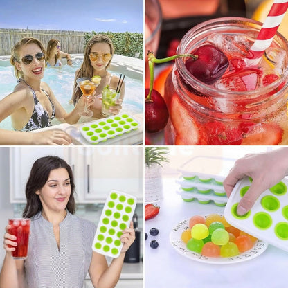 21 Grid Plastic Round Pop Ice Cube Tray With Lid (1 Pc)