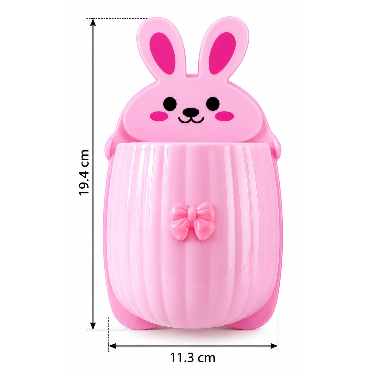 Wukusy rabbit design wall-mounted toothbrush holder set with two ceramic containers for bathroom storage, featuring playful rabbit illustrations.