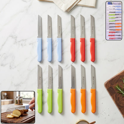Ss Kitchen Knife Set With Plastic Handle Stainless Steel Vegetable Fruit (12 Pc)