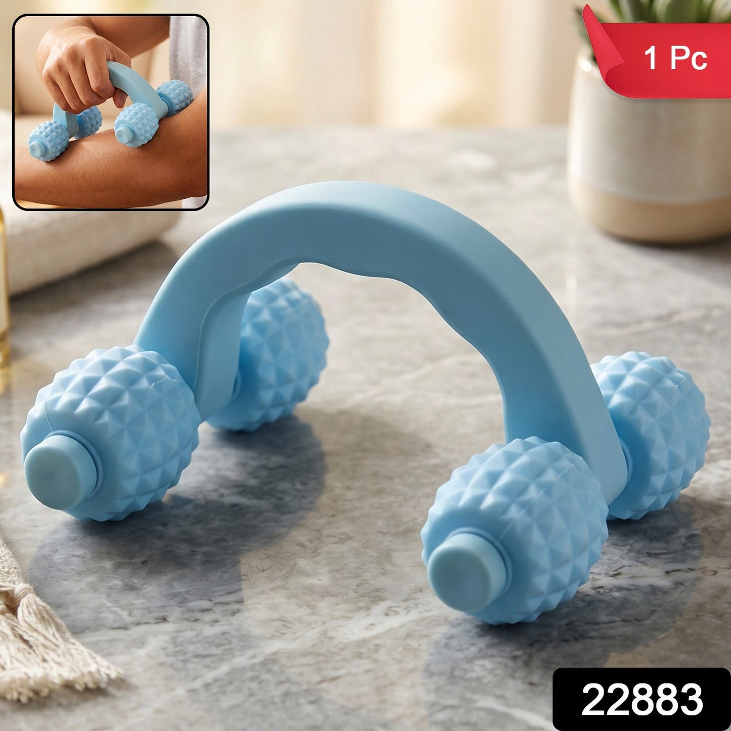 Handheld 4 Roller Body Massager For Muscle Relaxation Arms Legs And Back (1 Pc)