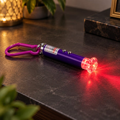 Wukusy laser pointer keychain light with flower cap and clip, portable and suitable for daily carry.