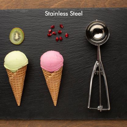 Wukusy 2408 stainless steel ice cream serving scoop with trigger release, small size, durable and ergonomic for easy scooping.