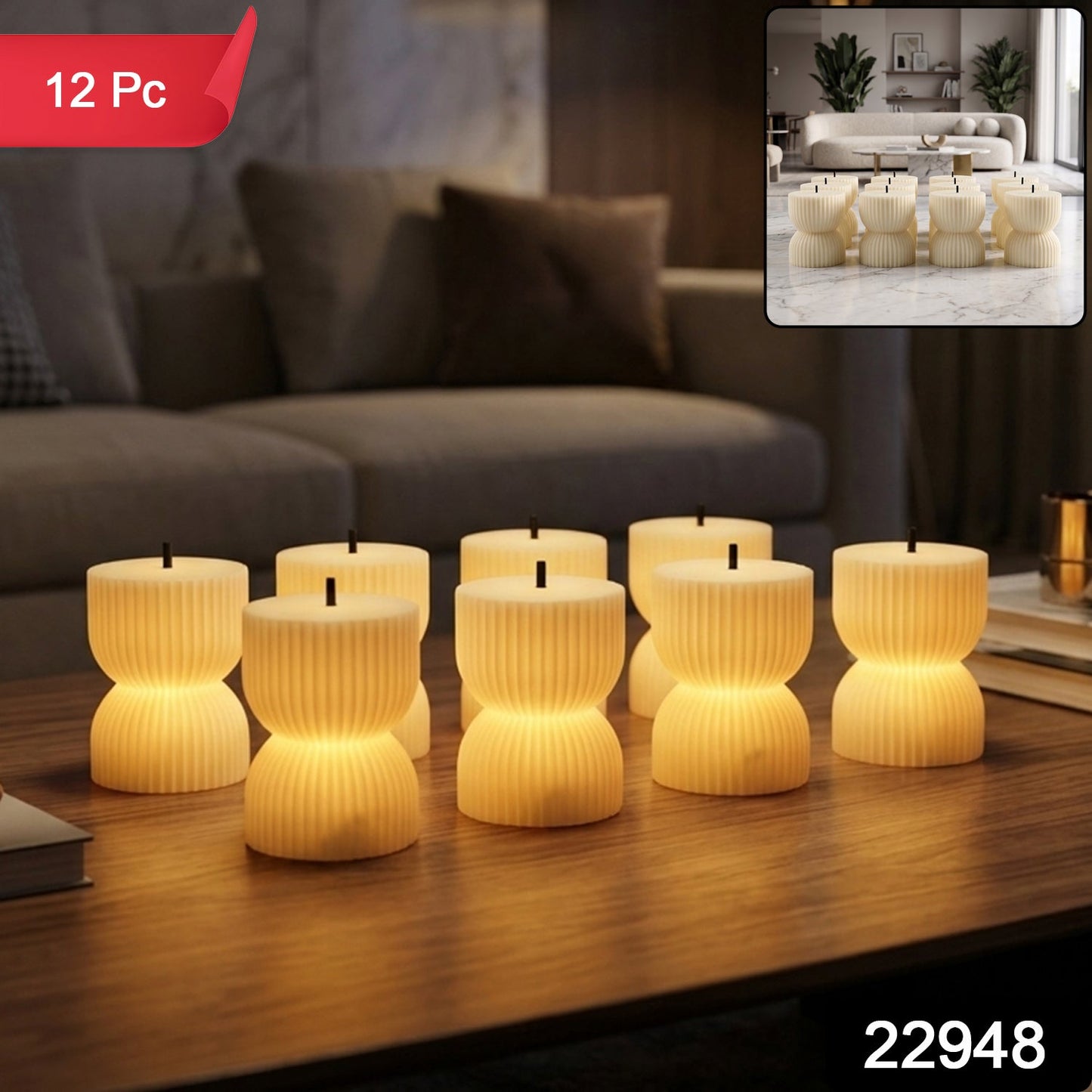 Flameless Led Tealight Candle Set For Home Decor And Festive Lighting (12 Pcs)