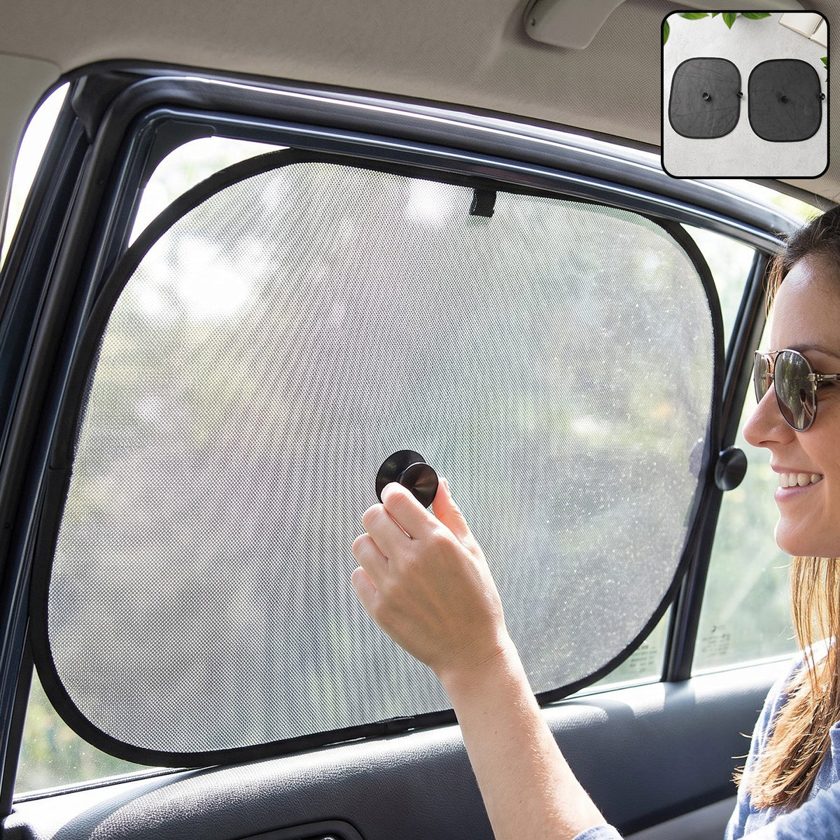 Car Side Window Sun Shades With Suction Cups For Heat And Uv Protection (2 Pc)