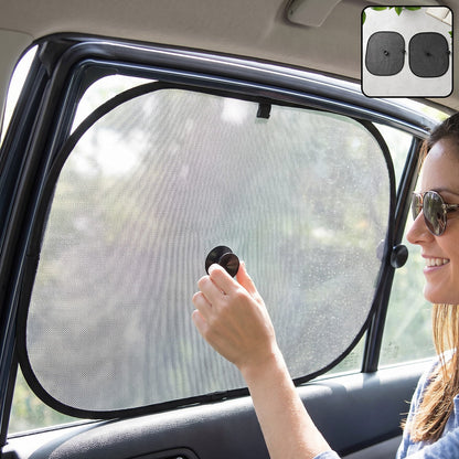 Car Side Window Sun Shades With Suction Cups For Heat And Uv Protection (2 Pc)
