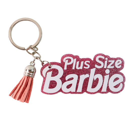 Text Keychain With Glitter Finish And Tassel Charm (1 Pc)