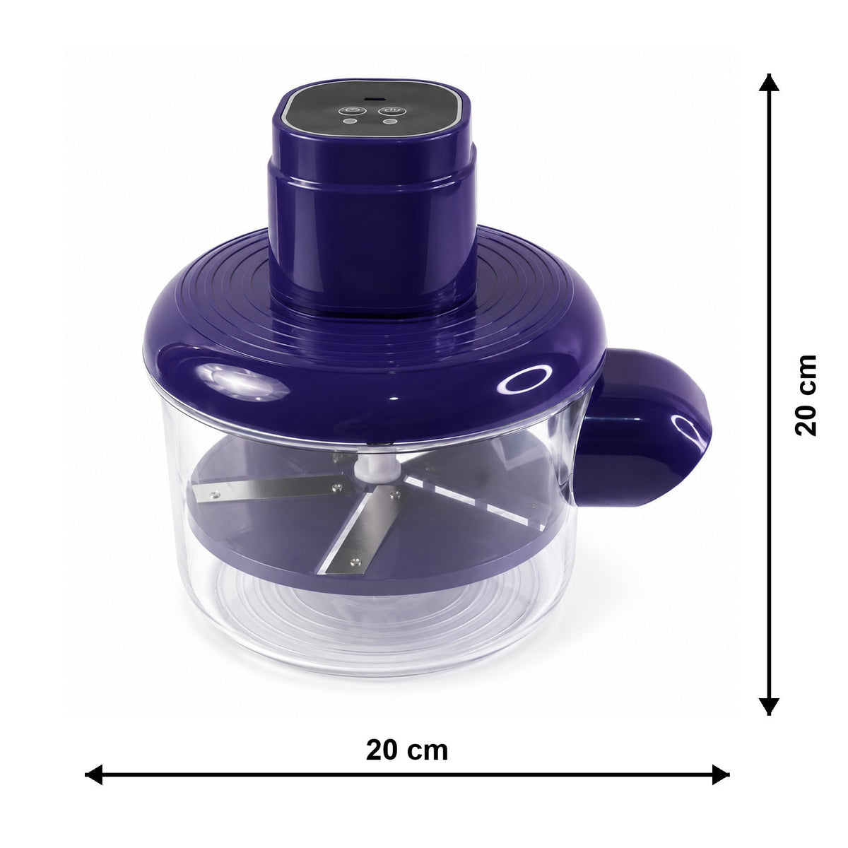 Wukusy electric food chopper with steel blades and clear plastic bowl, compact kitchen appliance for chopping vegetables and ingredients