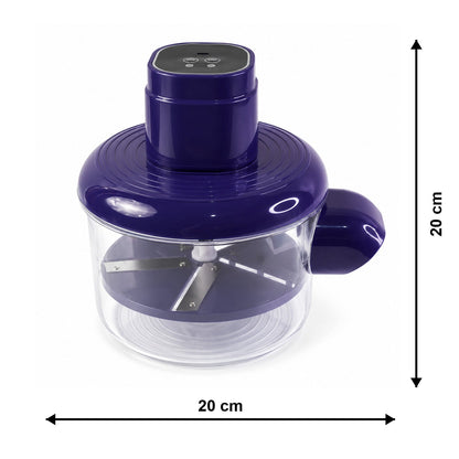 Wukusy electric food chopper with steel blades and clear plastic bowl, compact kitchen appliance for chopping vegetables and ingredients