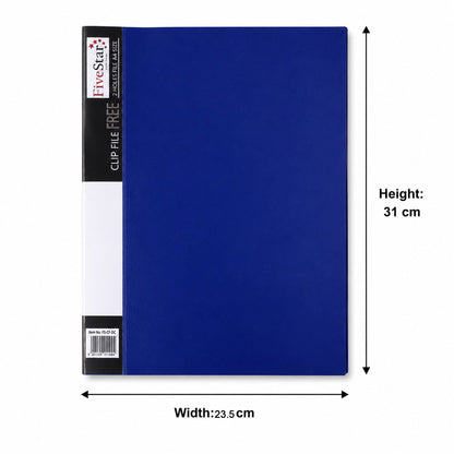 A4 plastic clip file folder with inner pockets from Wukusy, used for organizing office documents and files.
