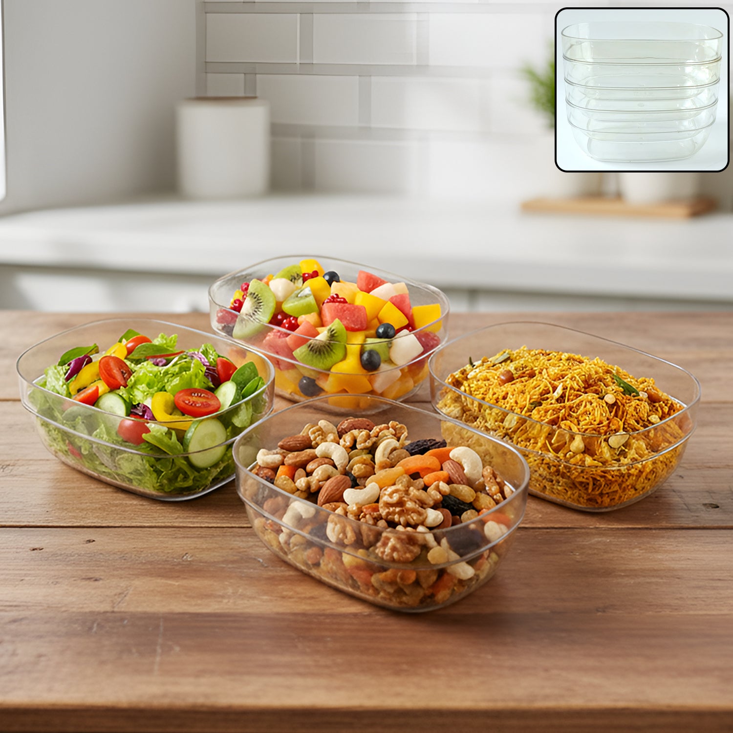 Transparent Multipurpose Serving Bowl Set (4 Pc Set)
