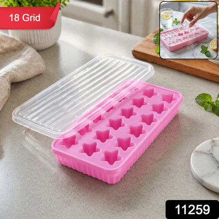 18 Grid Star Shape Ice Cube Tray With Lid (1 Pc)
