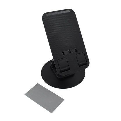 Wukusy portable mobile phone stand with adjustable height and angle, holding various smartphones on a desk.
