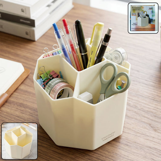 360 Degree Rotating Desk Organizer  Keep Your Workspace Tidy