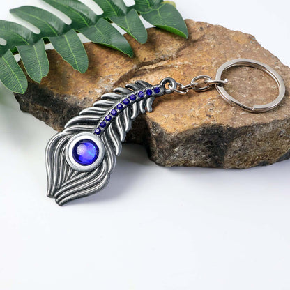 Elegant Metal Peacock Feather Keychain (1 Pc)