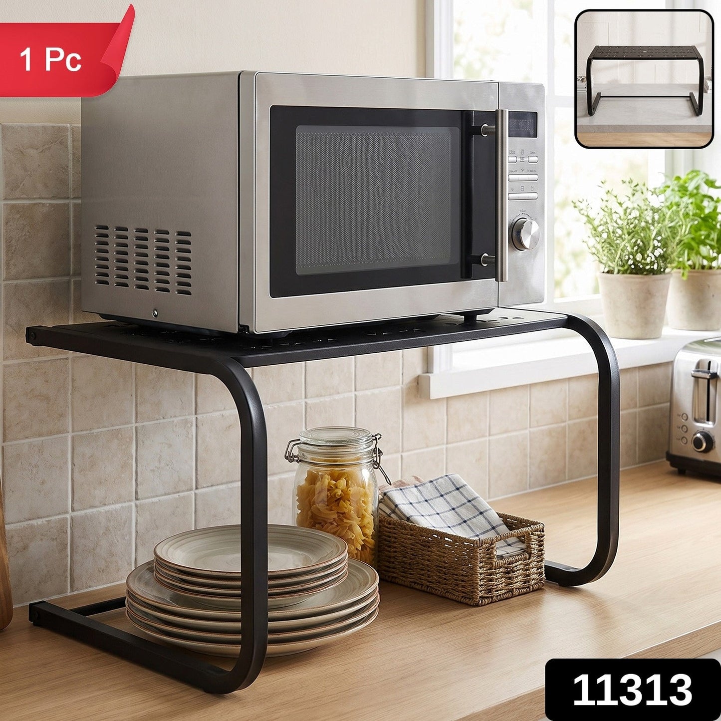 Metal Kitchen Microwave Oven Storage Rack Stand Countertop Organiser (1 Pc)