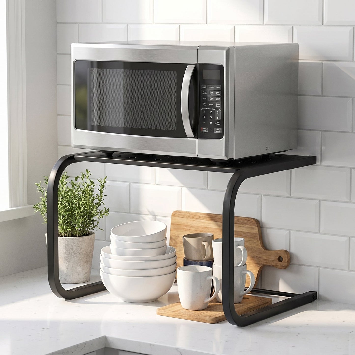 Metal Kitchen Microwave Oven Storage Rack Stand Countertop Organiser (1 Pc)