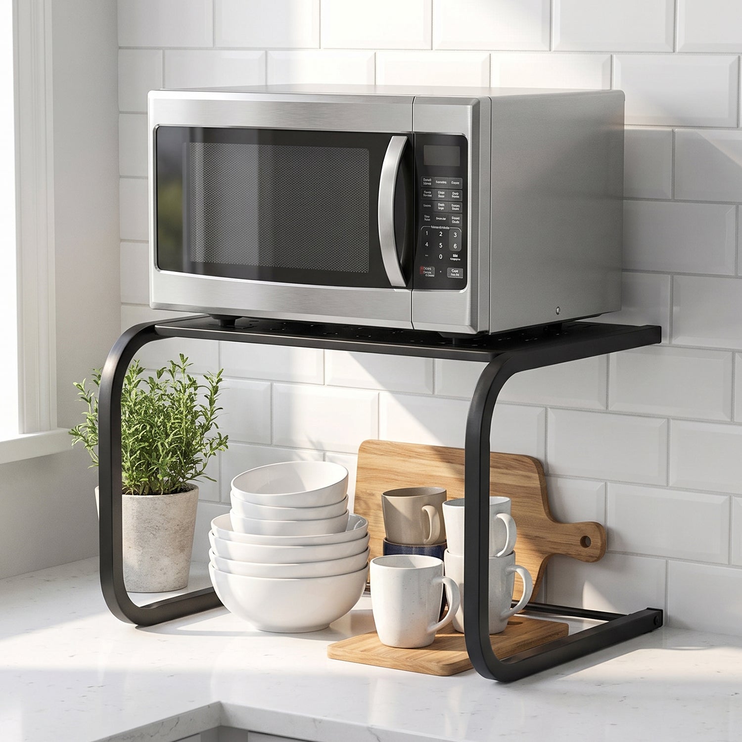 Metal Kitchen Microwave Oven Storage Rack Stand Countertop Organiser (1 Pc)