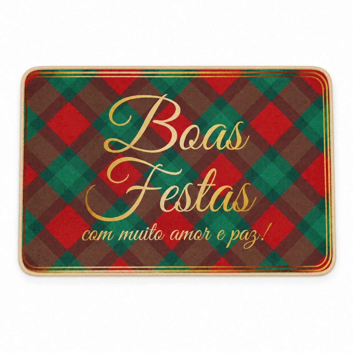 Wukusy decorative check print floor mat for indoor doorways, featuring festive red and black check pattern, 56.7x38 cm size.