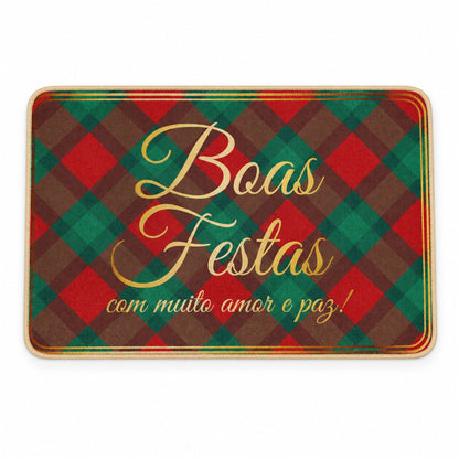 Wukusy decorative check print floor mat for indoor doorways, featuring festive red and black check pattern, 56.7x38 cm size.