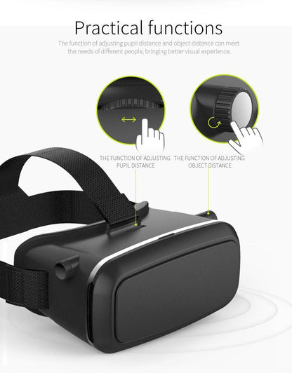 Wukusy 1447 VR Pro virtual reality 3D glasses headset showing lenses and head strap for immersive VR experience