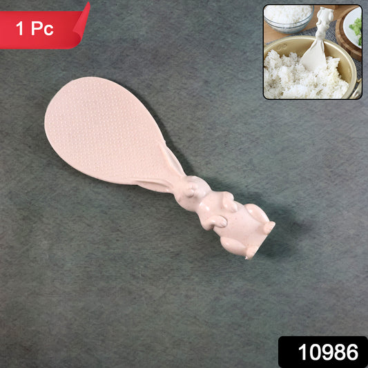 Wukusy cute bunny handle non-stick rice serving spoon, with a bunny-shaped handle and smooth non-stick surface for easy serving