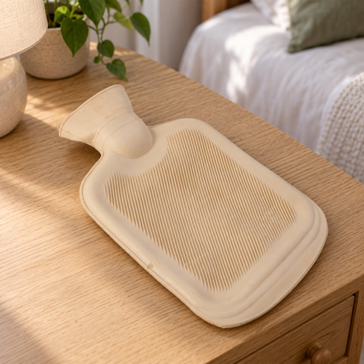 Wukusy rubber hot water bag with ribbed surface and wide filling mouth, 1 piece
